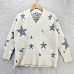 All Saints Star Jumper Sweater Womens Medium M Wool Alpaca Off White Silver